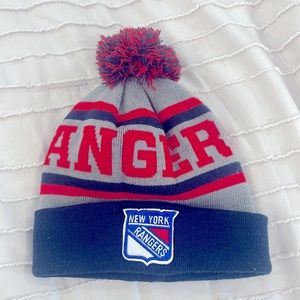 NY Rangers hat with pompom
